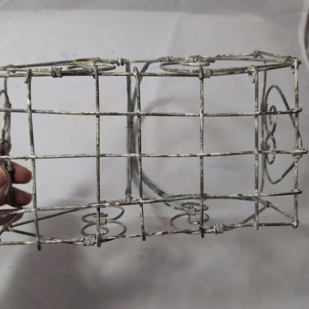 Vintage-Style Scrolled Wirework Decorative Basket with Handle – 8